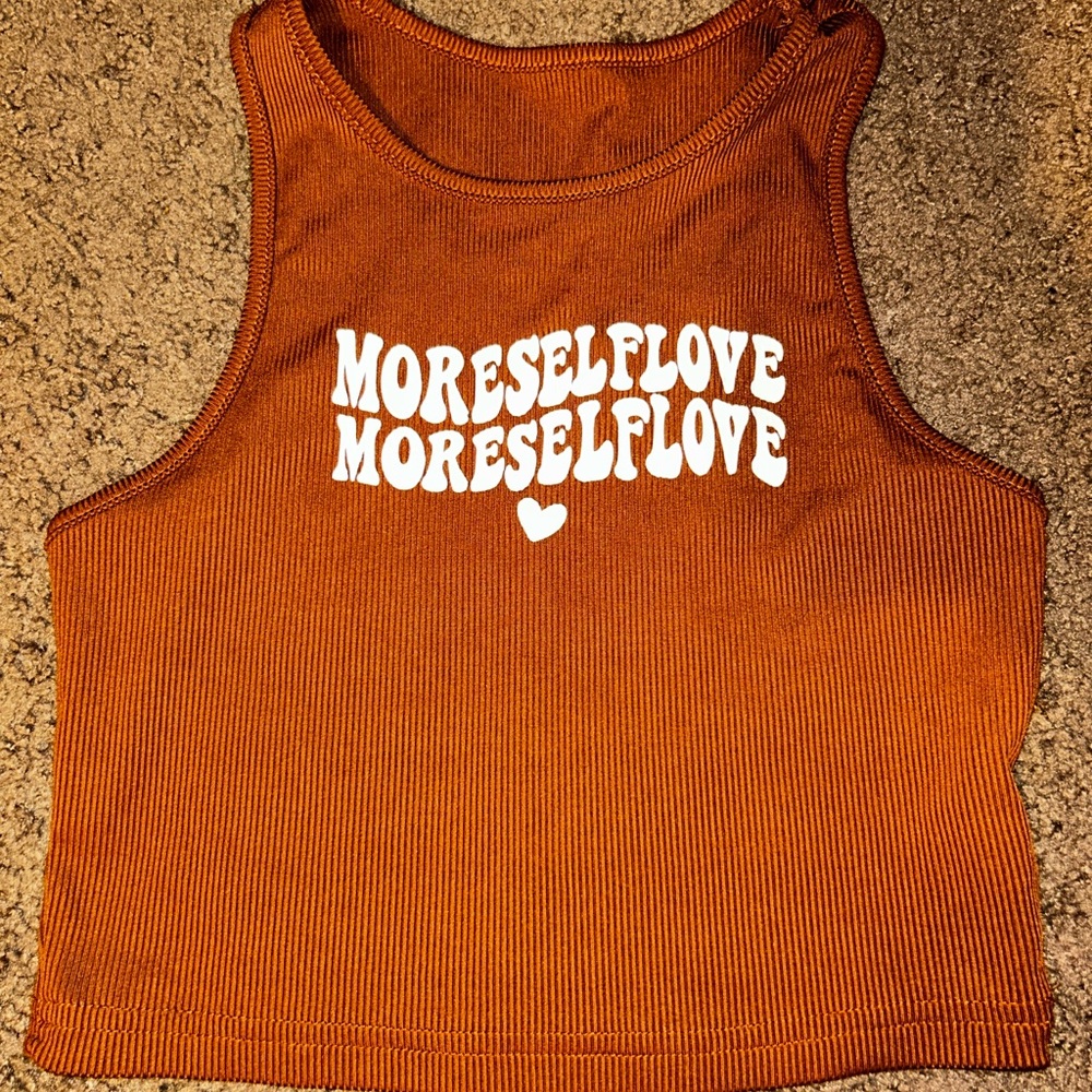 SHEIN Orange Graphic Crop Tank Top